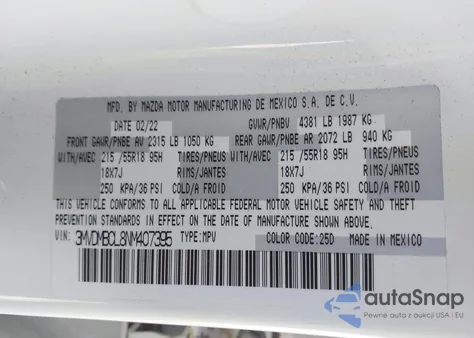 2022 Mazda Cx-30 Preferred from USA, damaged, VIN 3MVDMBCL8NM407395